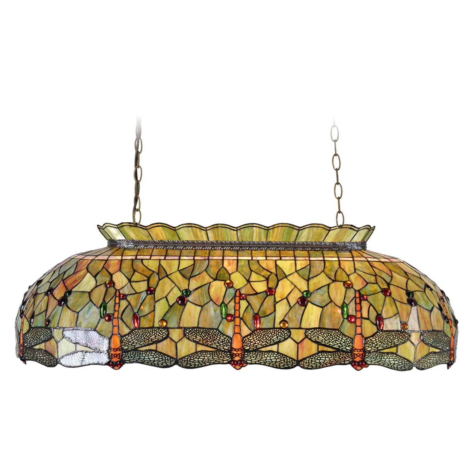 Clayre & Eef Tiffany Pooltafel-leestafel lamp uit de Dragonfly Green serie
