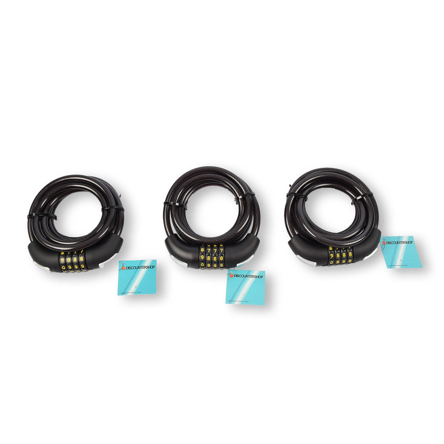 3x Topkwaliteit Zwarte Fietssloten Set met Cijfer- en Kabelslot - Anti-Diefstal, Lichtgewicht (255g), 180cm x 10mm