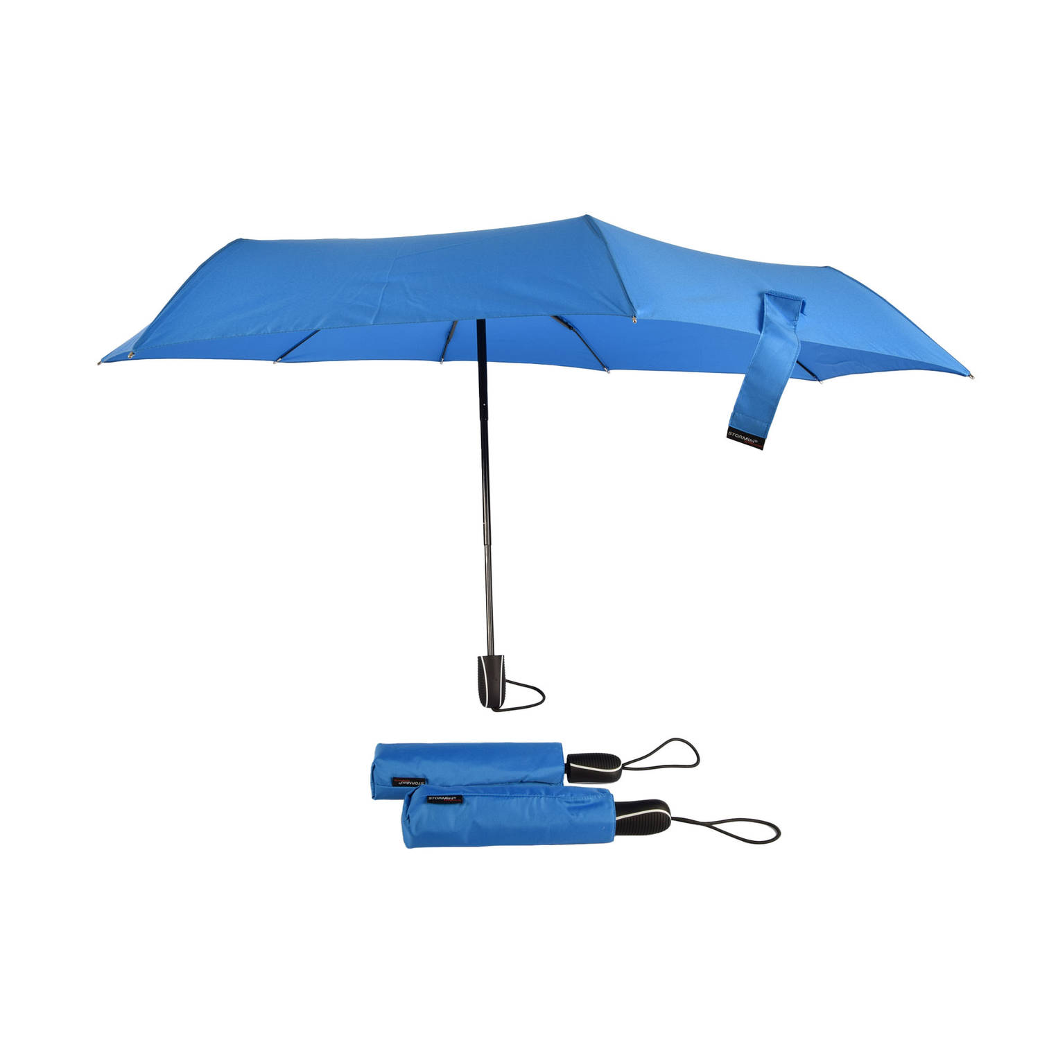 Set van 3 Opvouwbare Stormparaplu's - Automatisch - Windproof tot 80km/u - Grote Paraplu - Blauw - Aluminium Frame - Polyester Pongee Doek - Inclusief Beschermhoes