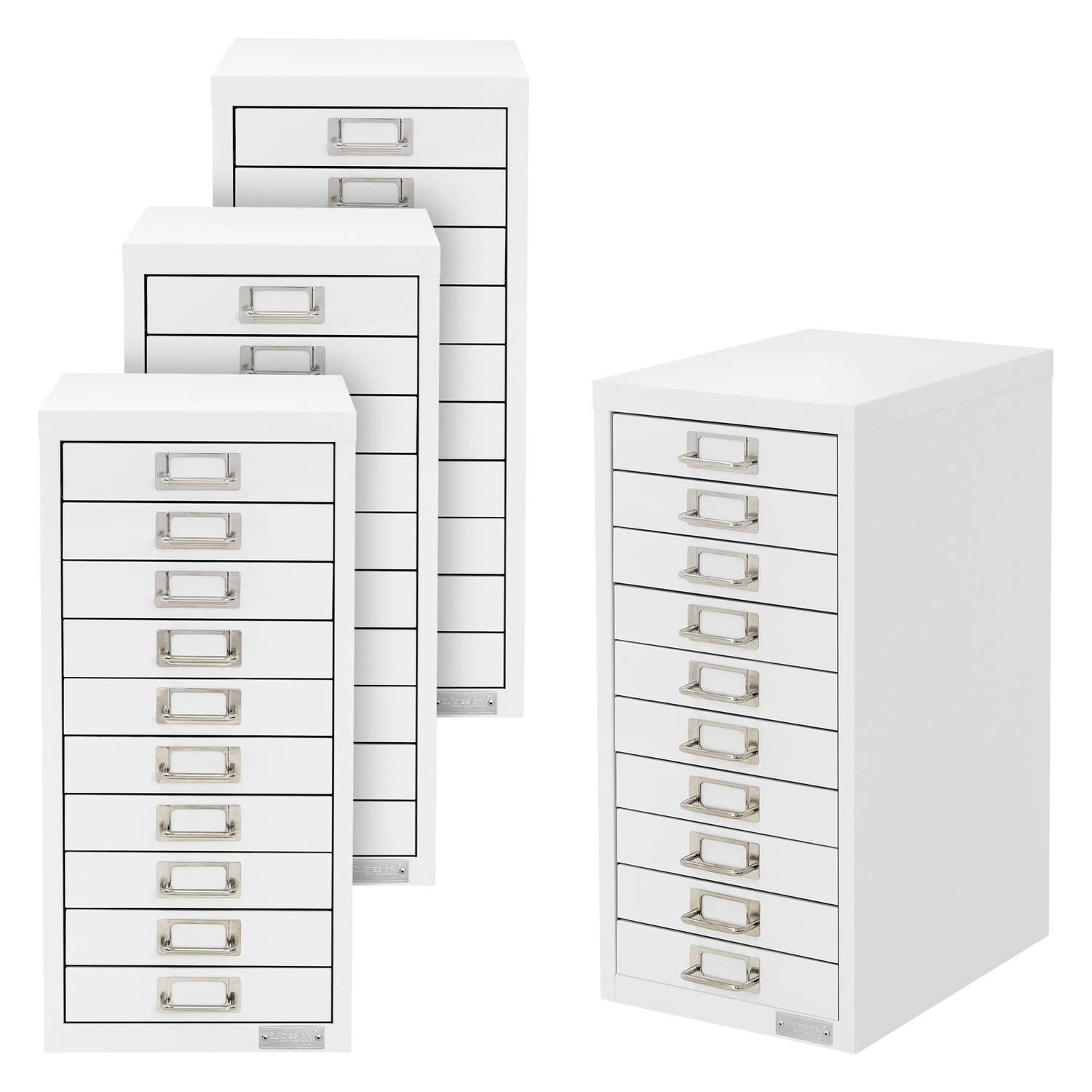 ML-Design set van 4 archiefkasten met 10 laden 28x38x60cm, wit, metalen ladekast DIN A4, kantoorkast
