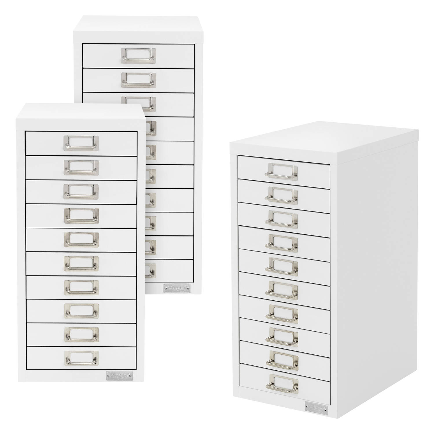 ML-Design set van 3 archiefkasten met 10 laden 28x38x60cm, wit, metalen ladekast DIN A4, kantoorkast