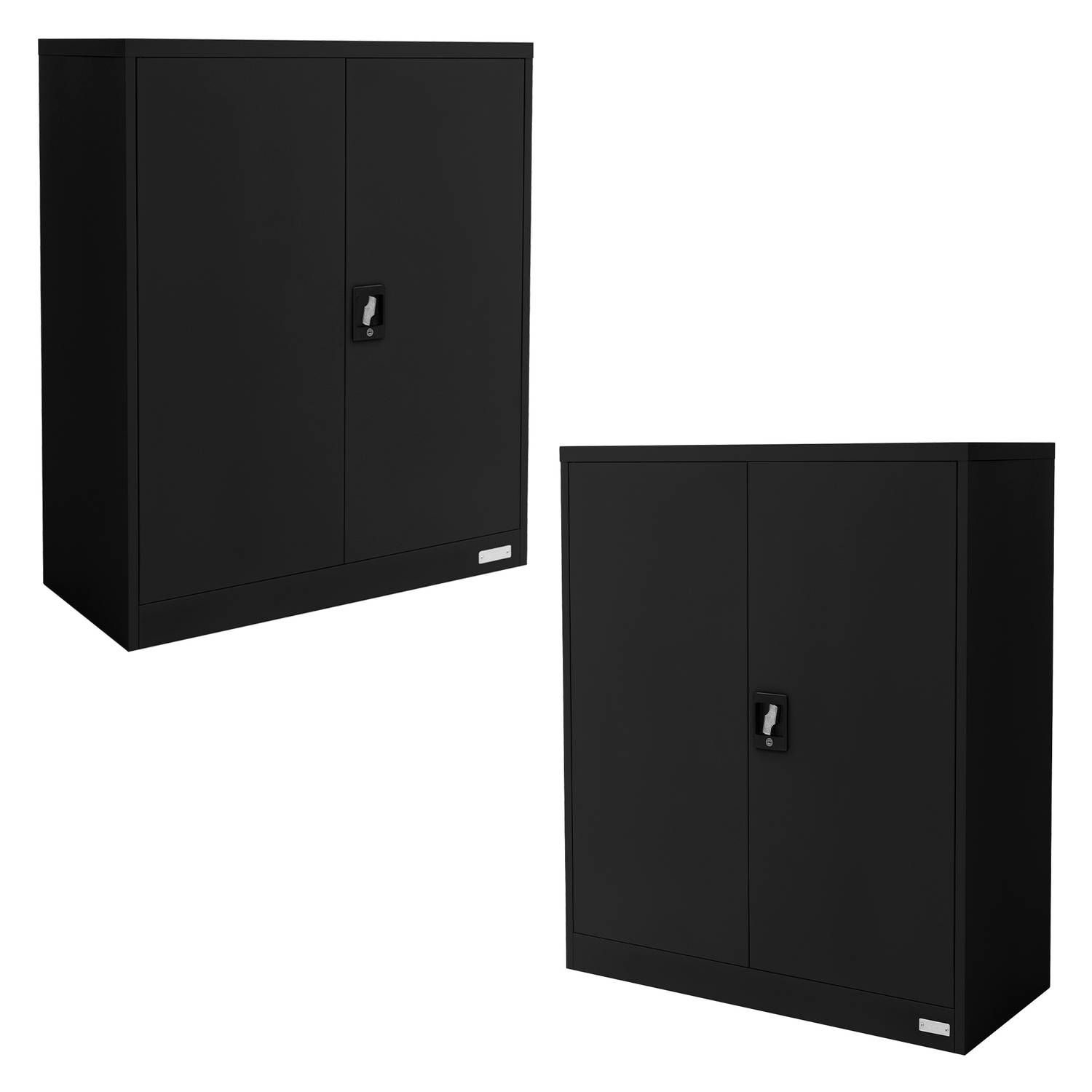 ML-Design set van 2 afsluitbare archiefkasten, 90x40x109 cm, zwart, gemaakt van staal, 3 in hoogte verstelbare legplanken, kantoorkast met 2 deuren, metalen kast stalen kast opberg