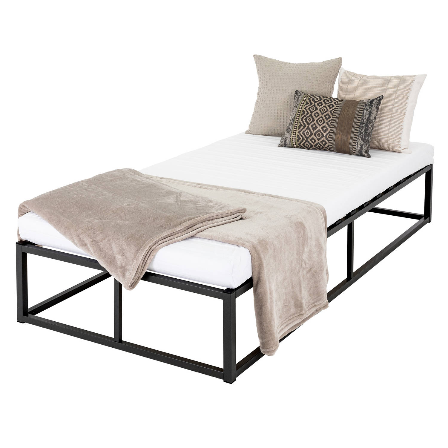 ML design metalen bed zwart, 90x200 cm, gemaakt van stalen frame