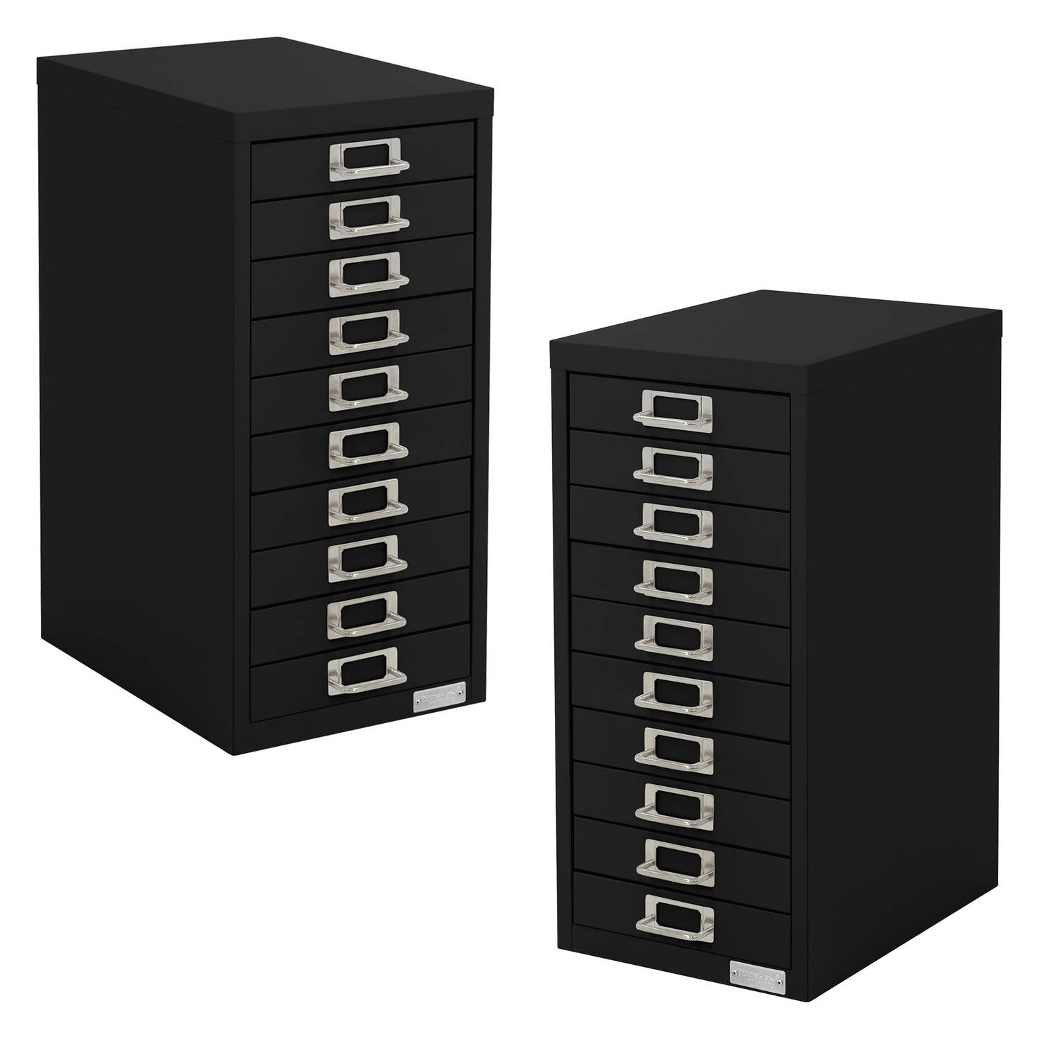 ML-Design set van 2 archiefkasten met 10 laden, 28x38x60cm, zwart, metalen ladekast DIN A4, kantoork