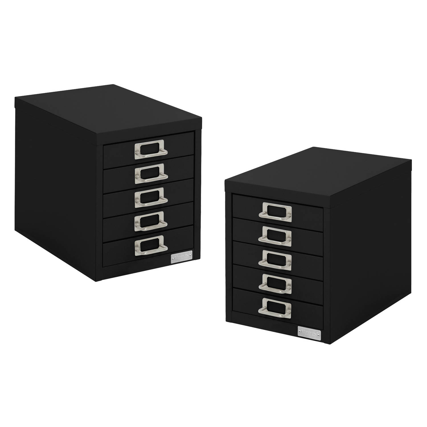 ML-Design set van 2 archiefkasten met 5 laden, 28x38x33 cm, zwart, metalen ladekast DIN A4, kantoork
