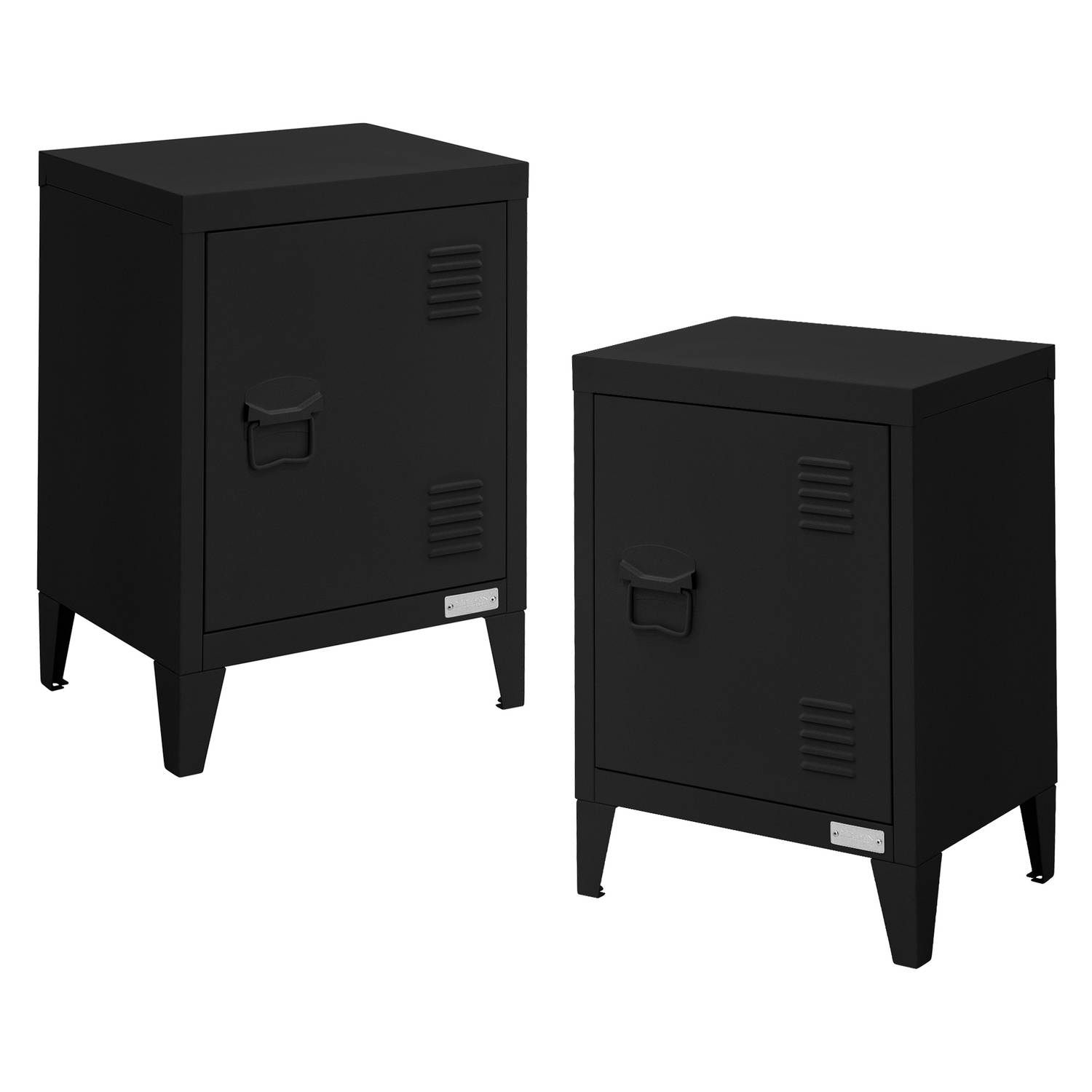 ML-Design set van 2 archiefkasten, 40x30x57,5 cm, zwart, staal, vrijstaande kantoorkast met 4 poten,