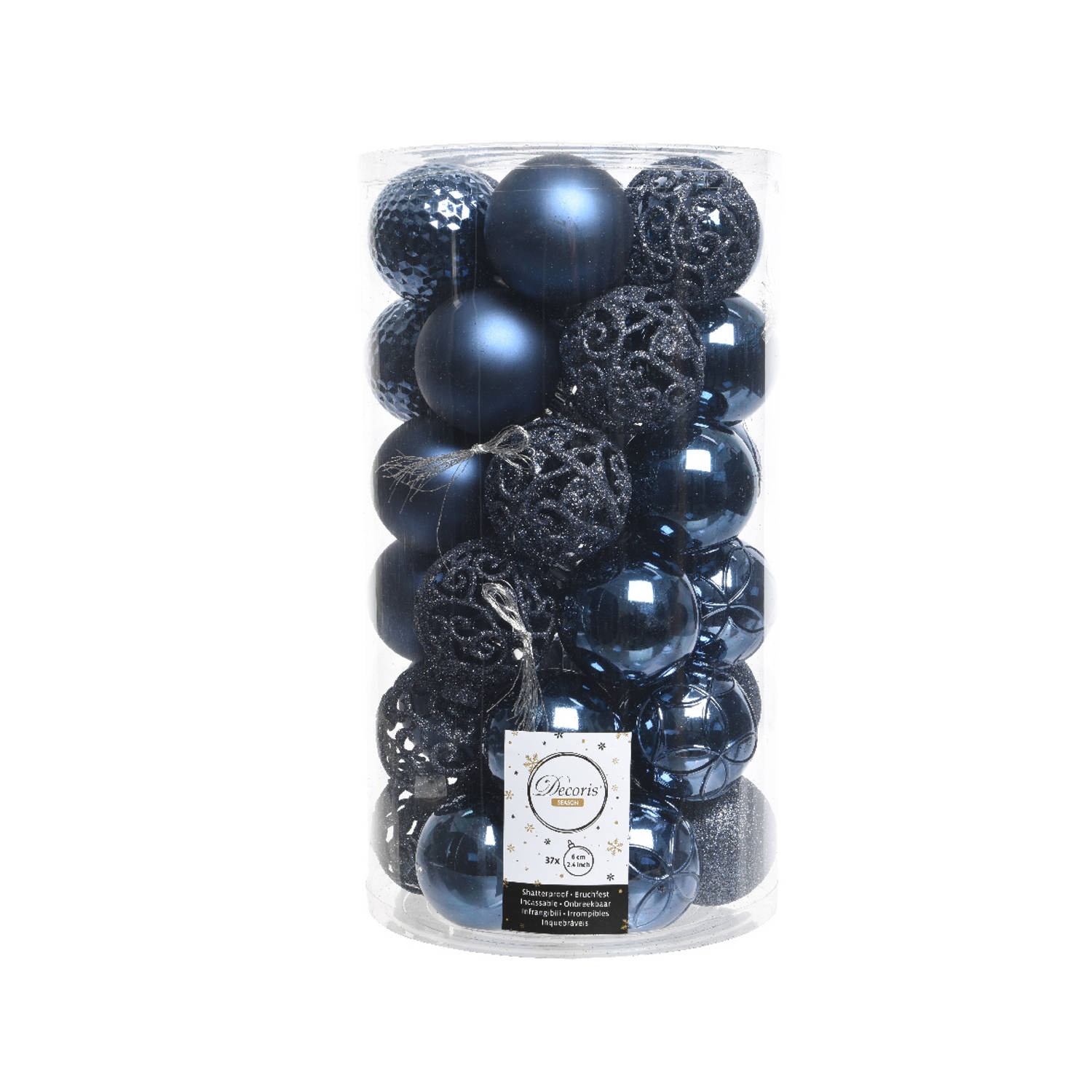 Kerstballen Mix (6cm) 37 Stuks Nachtblauw