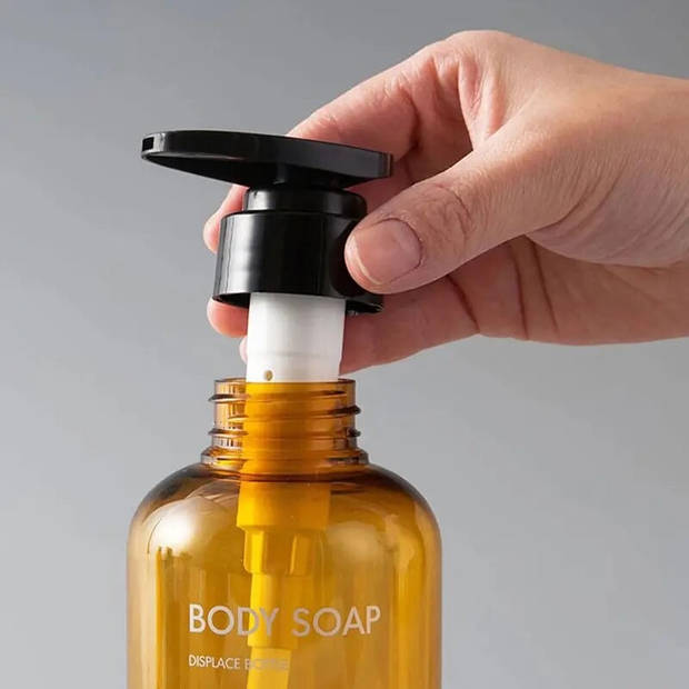 Set van 3 Navulbare Fles met Pomp – Oker Geel – 500ml – Voor Shampoo, conditioner en Bodywash