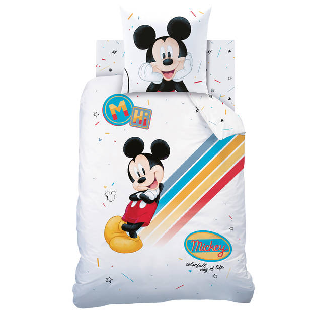 Disney Mickey Mouse Colourful - Dekbedovertrek - Eenpersoons - 140 x 200 cm - Katoen