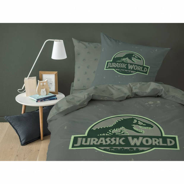 Jurassic World Logo - Dekbedovertrek - Eenpersoons - 140 x 200 cm - Groen