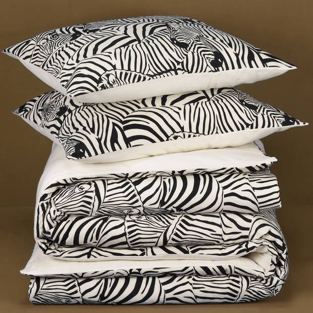 De Witte Lietaer Dekbedovertrek Zebra Cream - Tweepersoons - 200 x 200/220 cm - Katoen Flanel