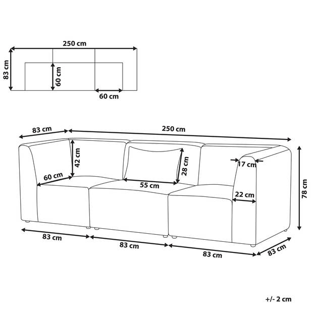 Beliani LEMVIG - Modulaire Sofa-Wit-Corduroy