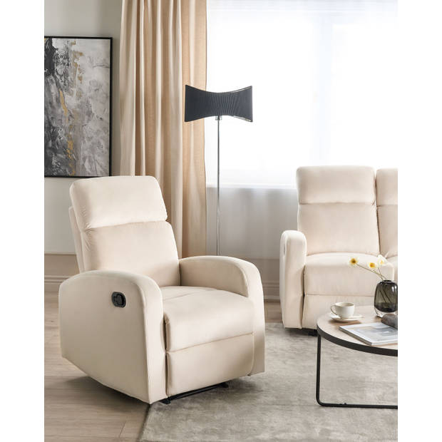 Beliani VERDAL - TV-fauteuil-Wit-Fluweel