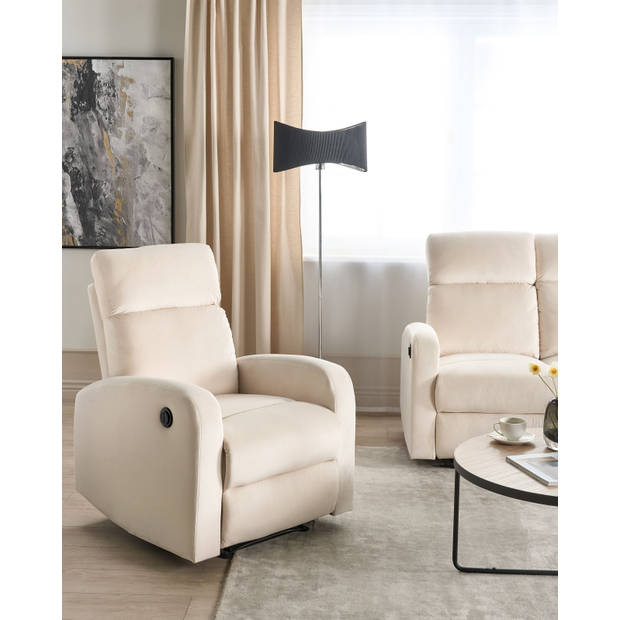 Beliani VERDAL - TV-fauteuil-Wit-Fluweel