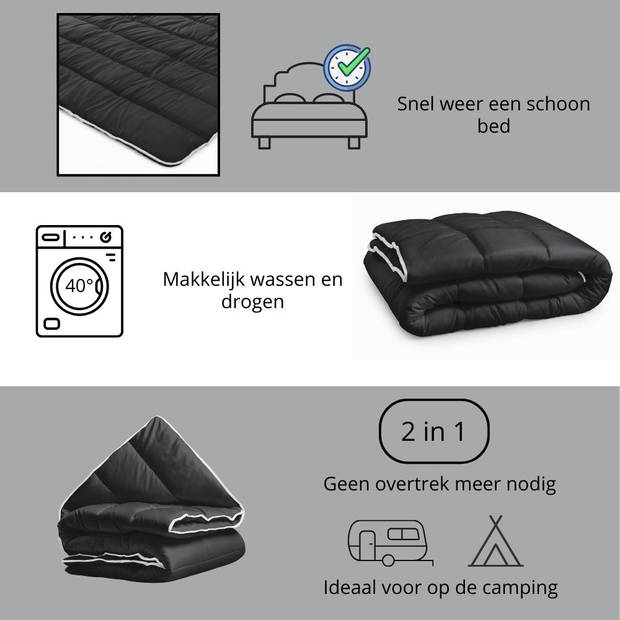 Sleeps Lazy Dekbed zonder overtrek Zwart Tweepersoons 200x200cm - Anti Allergie Dekbed