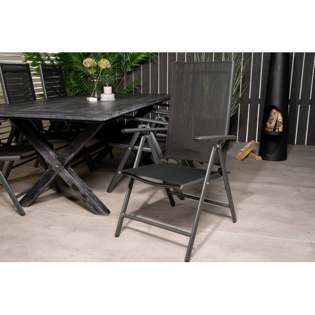 Rives tuinmeubelset tafel 100x200cm en 6 stoel Break zwart.