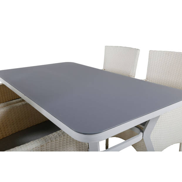 Virya tuinmeubelset tafel 90x160cm en 4 stoel Malin wit, grijs.