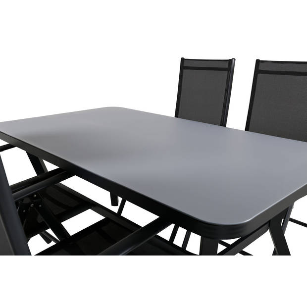 Virya tuinmeubelset tafel 90x160cm en 4 stoel Break zwart, grijs.