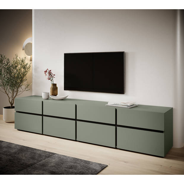 Meubella TV-Meubel Cainan - Groen - 225 cm