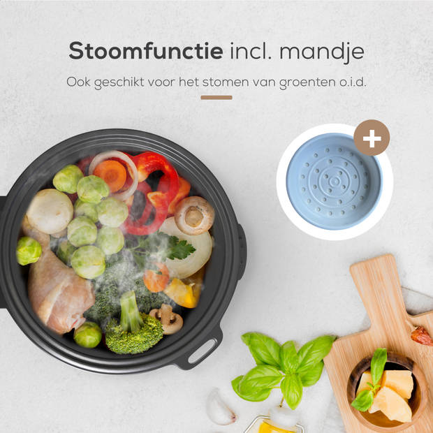 KitchenLove Rijstkoker met Stomer - 1.8L - Multicooker - Rice Cooker - Slowcooker - Zwart RVS