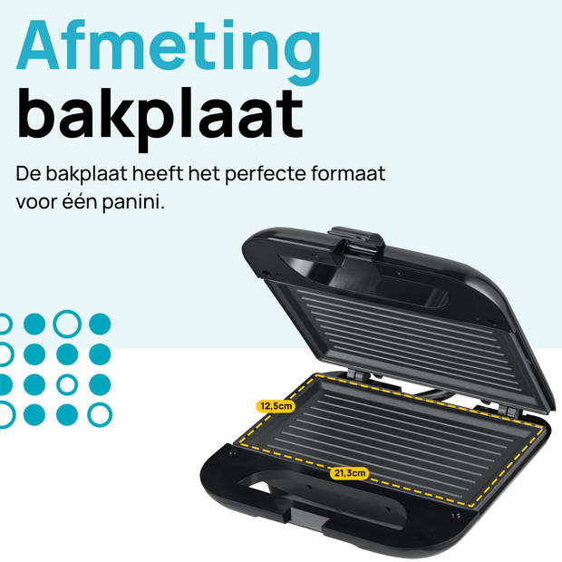 MOA Tosti apparaat - Tosti ijzer - Contactgrill - Sandwichmaker - Anti aanbaklaag - 20 x 22 cm - 750 watt - Zwart