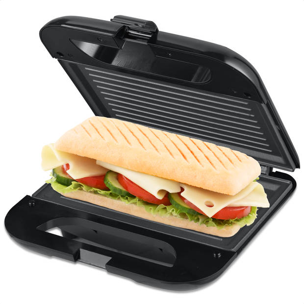 MOA Tosti apparaat - Tosti ijzer - Contactgrill - Sandwichmaker - Anti aanbaklaag - 20 x 22 cm - 750 watt - Zwart