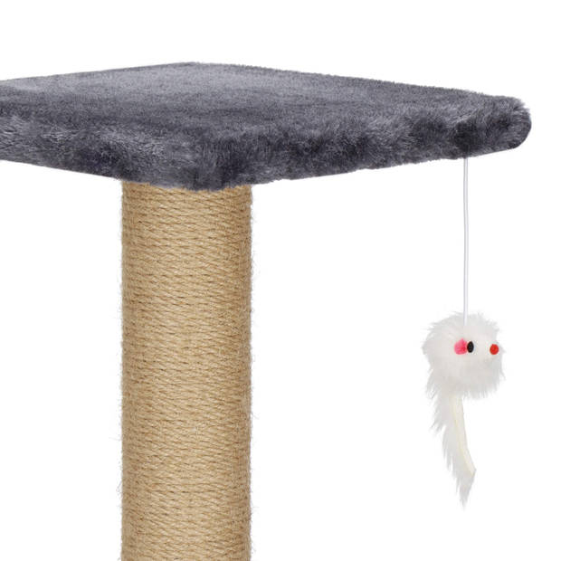 Springos Krabpaal - 3 Etages - Voor Katten - Toren - Meubelbescherming - 31 x 31 x 62 cm - Grijs/ Beige