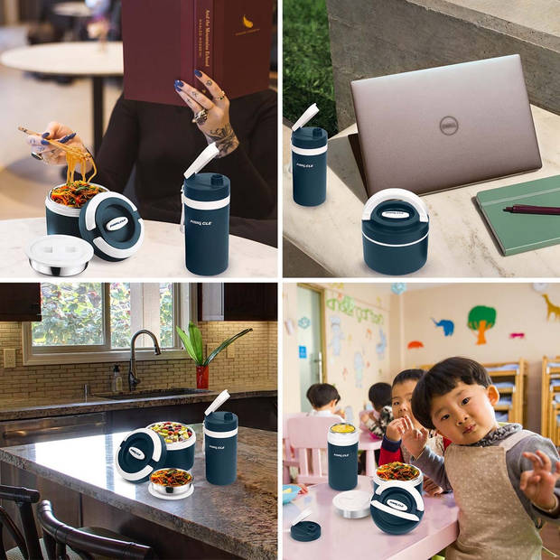 Pinnacle Pixel Combi Set - Trommel-Drinkfles-Navy Blue- Handig voor onderweg Lunchbox