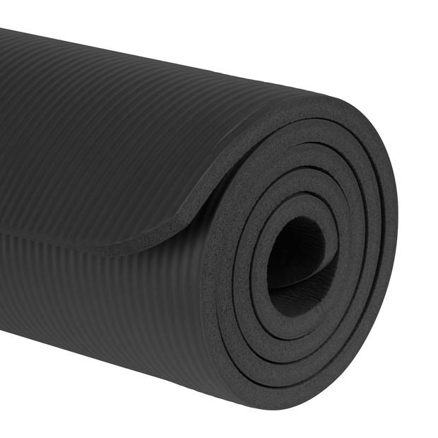 Rebel Active Gymnastiekmat voor Yoga, Pilates, Fitness 183 x 61cm - 1,5cm extra dik - zwart