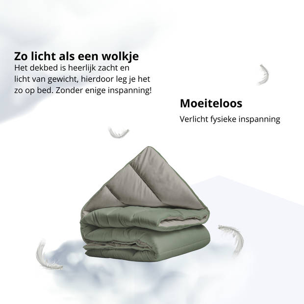 Sleeps Lazy Dekbed zonder overtrek Kaki / Crème Lits-Jumeaux 240x200cm - Anti Allergie Dekbed