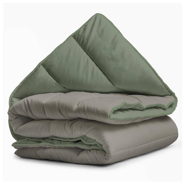 Sleeps Lazy Dekbed zonder overtrek Kaki / Crème Lits-Jumeaux 240x200cm - Anti Allergie Dekbed