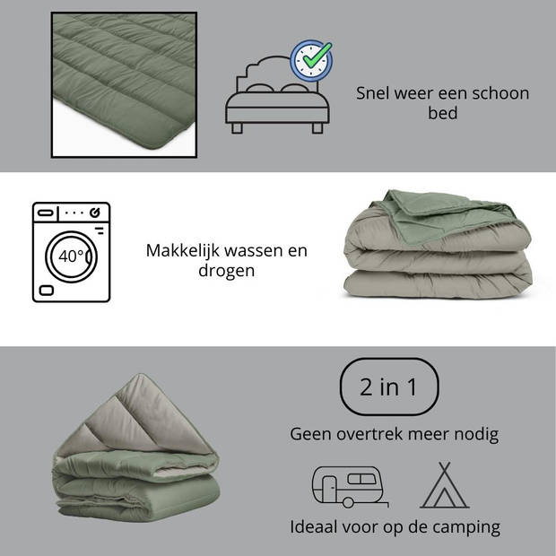 Sleeps Lazy Dekbed zonder overtrek Kaki / Crème Tweepersoons 200x200cm - Anti Allergie Dekbed