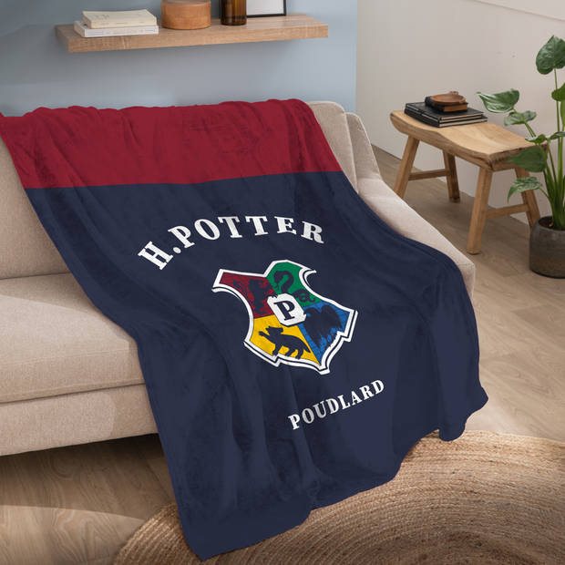 Harry Potter Fleece Deken Premium, Hogwarts Logo - 125 x 150 cm - Polyester