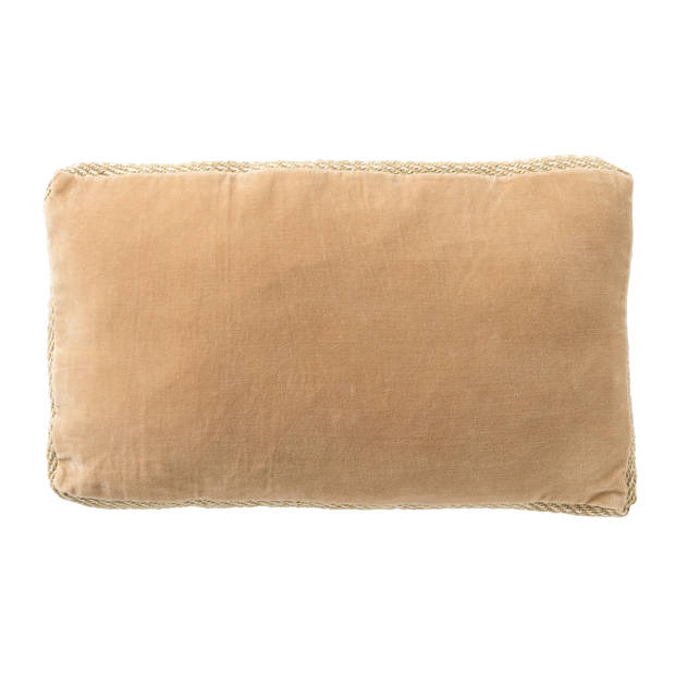 Dutch Decor - MANOE - Sierkussen 30x50 cm - effen kleur - met rand van jute - Semolina - beige