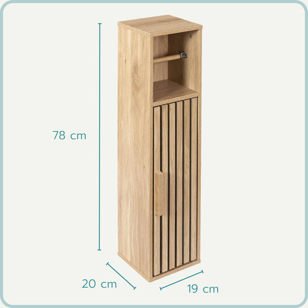 Nordix Toiletkastje - WC kastje - Badkamerkastje -Toiletrolhouder - WC rolhouder - Staand - Hout