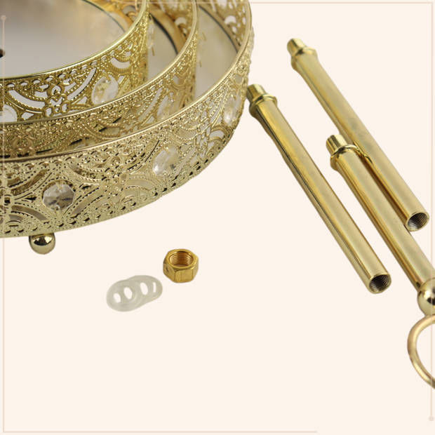 MISOU Etagere - 3 laags - Serveertoren - Goud - Ramadan - Suikerfeest Decoratie - 25x46.5x25cm - Metaal