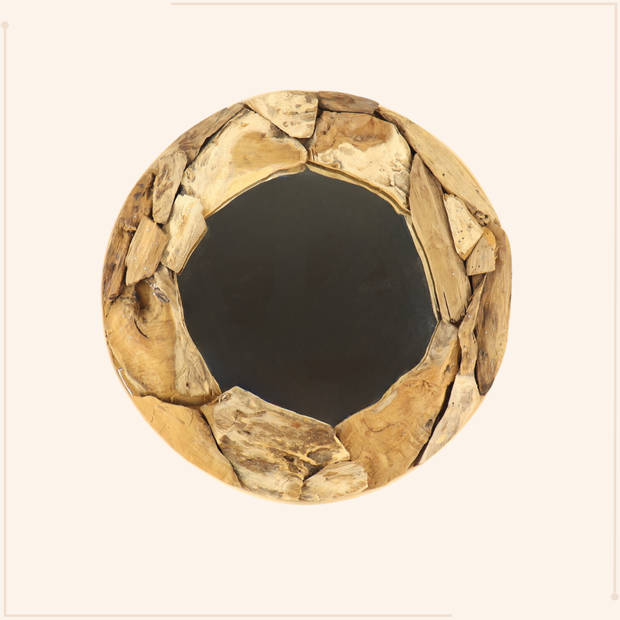 MISOU Buitenspiegel - Spiegel - Hout - Rond - 50cm