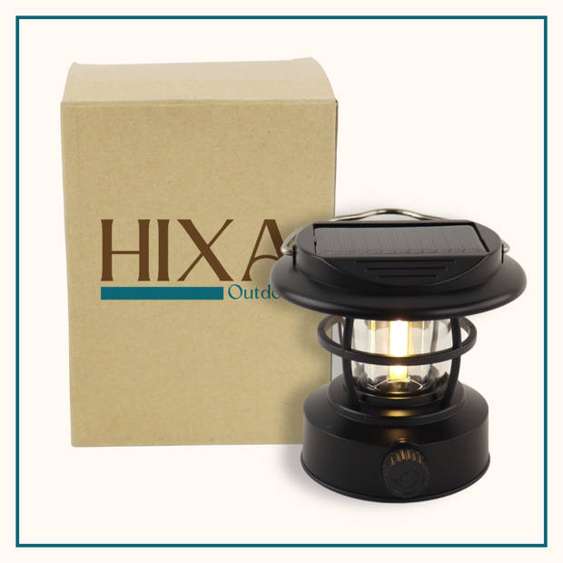 HIXA Kampeerlamp - Stormlantaarn - Campinglamp - LED - Solar - Oplaadbaar