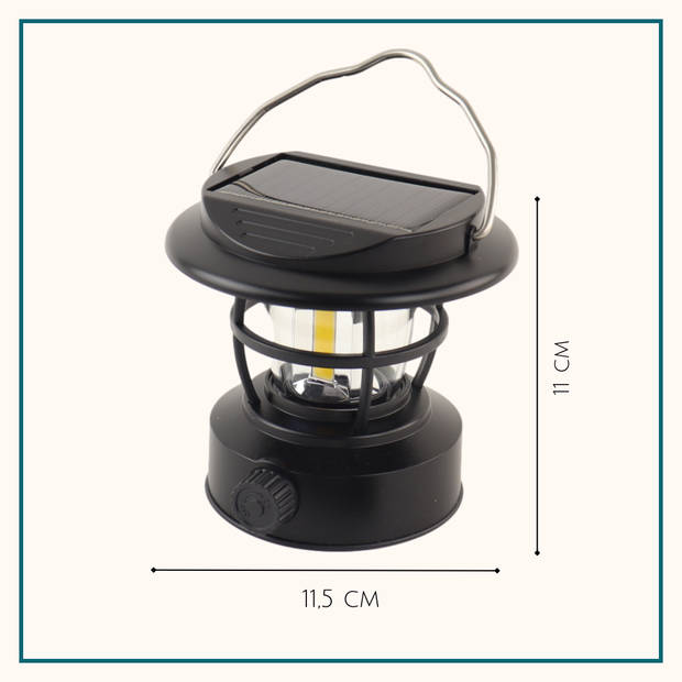 HIXA Kampeerlamp - Stormlantaarn - Campinglamp - LED - Solar - Oplaadbaar