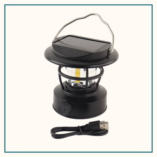 HIXA Kampeerlamp - Stormlantaarn - Campinglamp - LED - Solar - Oplaadbaar