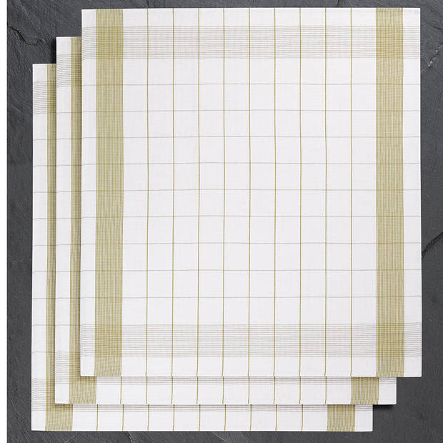 De Witte Lietaer Theedoek Mixte, Geelgroen - 2 stuks - 65 x 65 cm - Katoen/Linnen