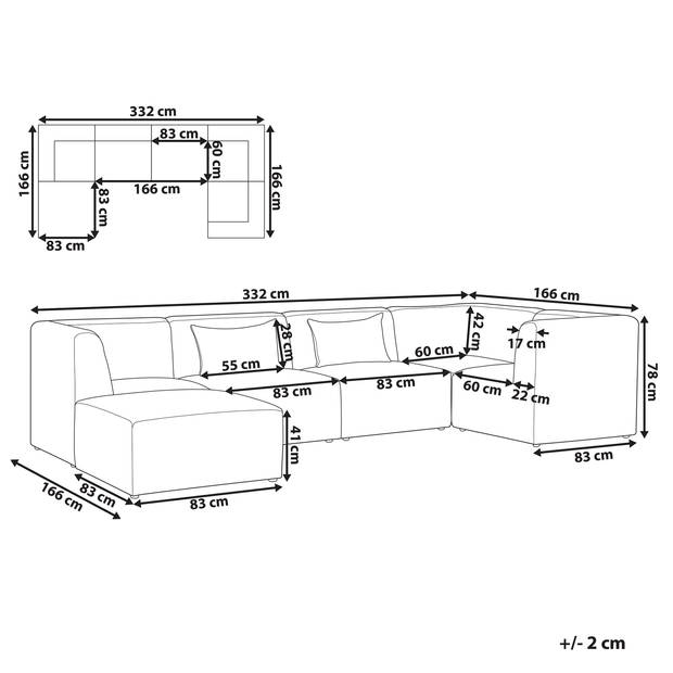 Beliani LEMVIG - Modulaire Sofa-Beige-Corduroy