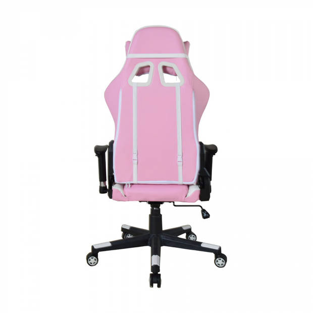 Bureaustoel gamestoel Thomas - racing gaming stijl stoel - ergonomisch - roze wit