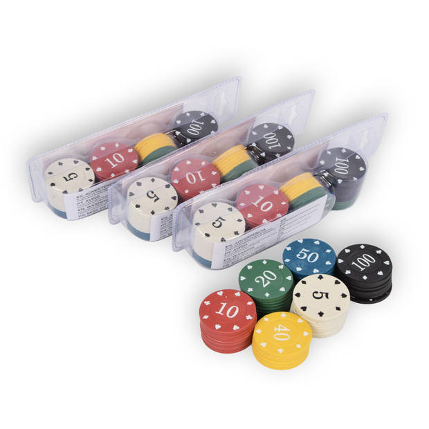 4x 48-piece Poker chips - Poker set Card game, Poker, Casino Plastic Red, Blue, Black, White, Yellow, Green