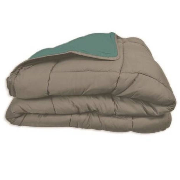 POYET MOTTE Microfiber Dekbed 400 g/m² CALGARY - 140 x 200 cm - Pebble Grey en Lake Green