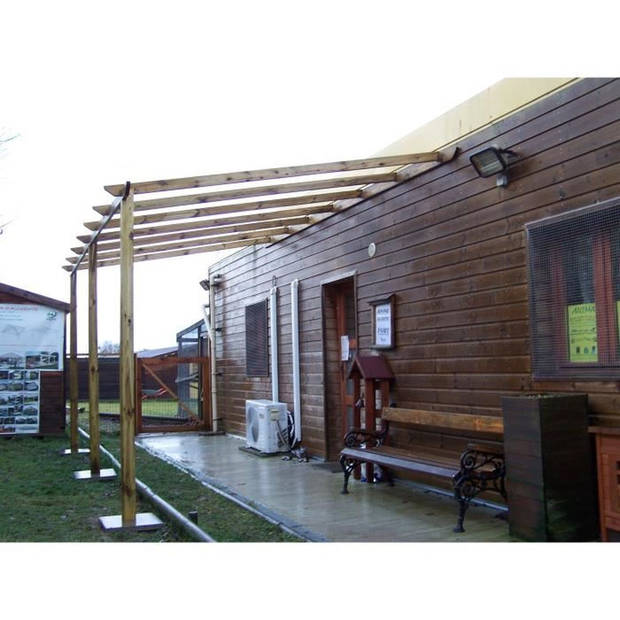 Autoclaaf houten muurcarport 15 m² - 3 x 5 m - Hoogte voorkant 2,2 m - ALTONA