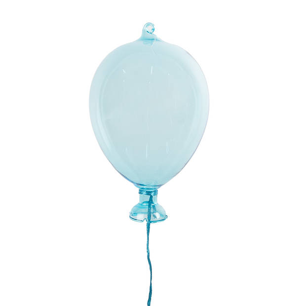 Clayre & Eef Decoratie Hanger Ballon Ø 7x14 cm Blauw Glas Blauw