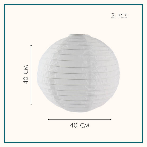 HIXA Lampionnen - met Verlichting - Voor Buiten - Set van 2 - Solar - 40 cm - Wit