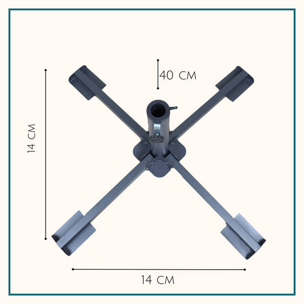 HIXA Parasolvoet - inklapbaar - Parasol - Standaard - Antraciet - 14x14x40 - Metaal