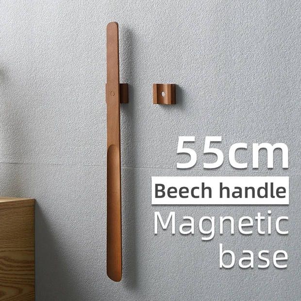 Schoenlepel hout licht eiken met magnetisch ophang basis wandmontage - 55cm